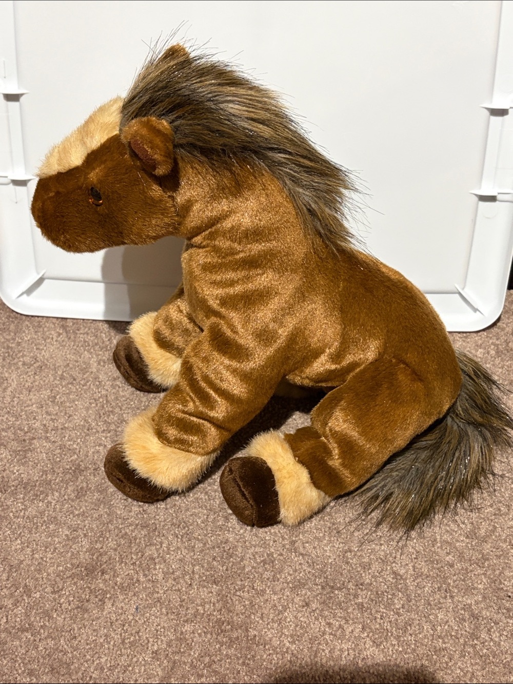 Plush Brown Horse Stuffed Animal with Cream Mane Accent - Picture 2 of 6